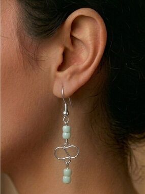 White And Silver Infinity Earrings | Versatile Pop of Color | Handmade